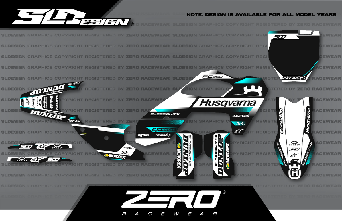 Husqvarna TC/FC Graphics Kit #20 – White/Teal/Black by SLDesigns