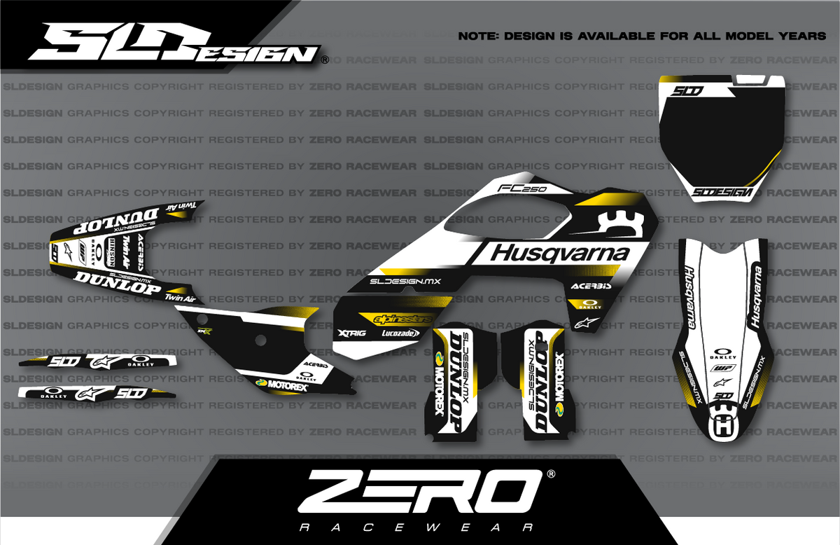 Husqvarna TC/FC Graphics Kit #21 – White/Yellow/Black by SLDesigns
