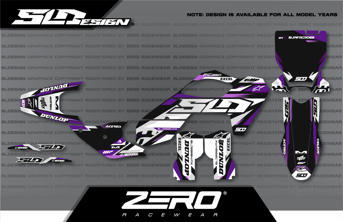 Husqvarna TC/FC Graphics Kit #3 – Purple/White/Black by SLDesigns