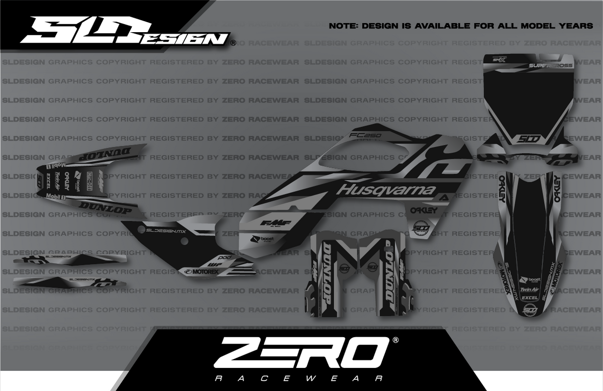 Husqvarna TC/FC Graphics Kit #5 – Black/Gray by SLDesigns