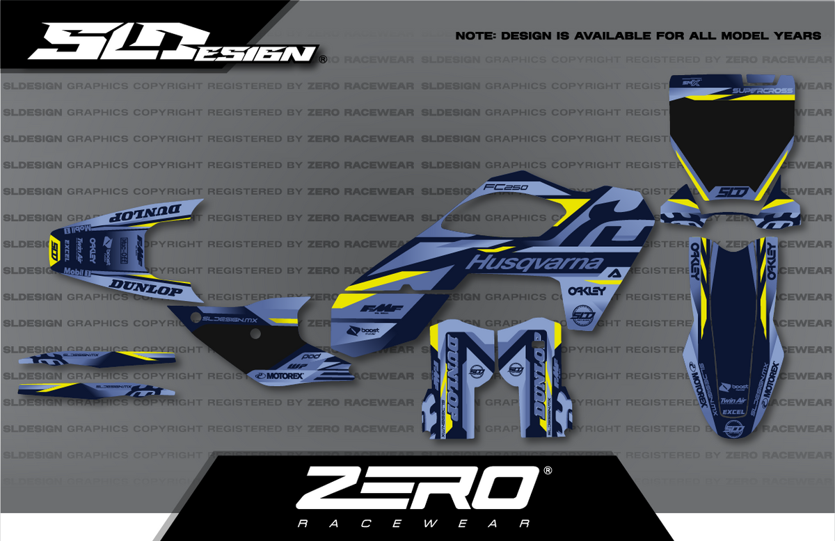 Husqvarna TC/FC Graphics Kit #6 – Navy/Yellow by SLDesigns