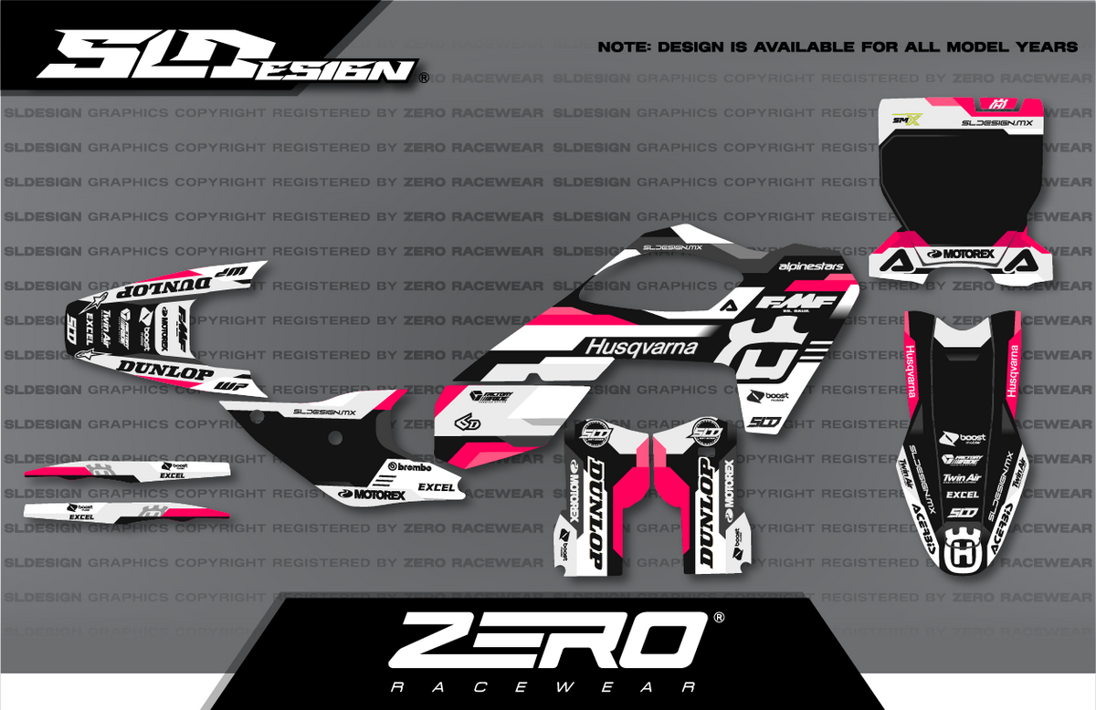 Husqvarna TC/FC Graphics Kit #8 – Pink/Black/White by SLDesigns