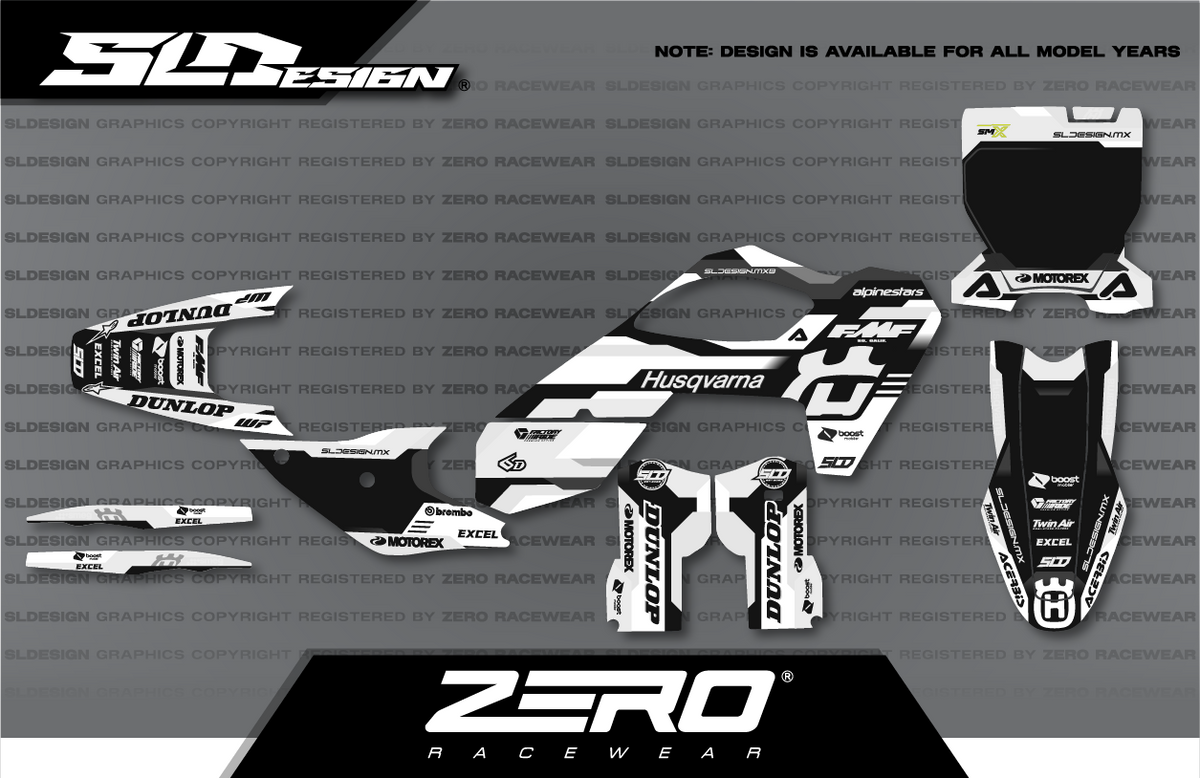 Husqvarna TC/FC Graphics Kit #9 – Black/White by SLDesigns