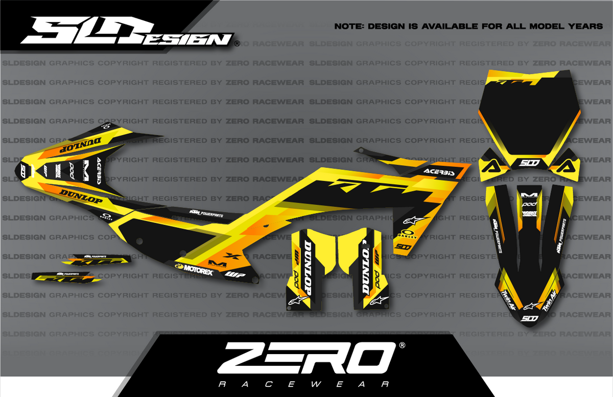 KTM SX/SX-F Graphics Kit #27 – Yellow/Black by SLDesigns