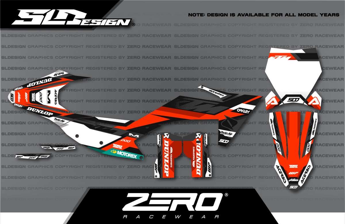KTM SX/SX-F Graphics Kit #35 – Orange/Black/White by SLDesigns