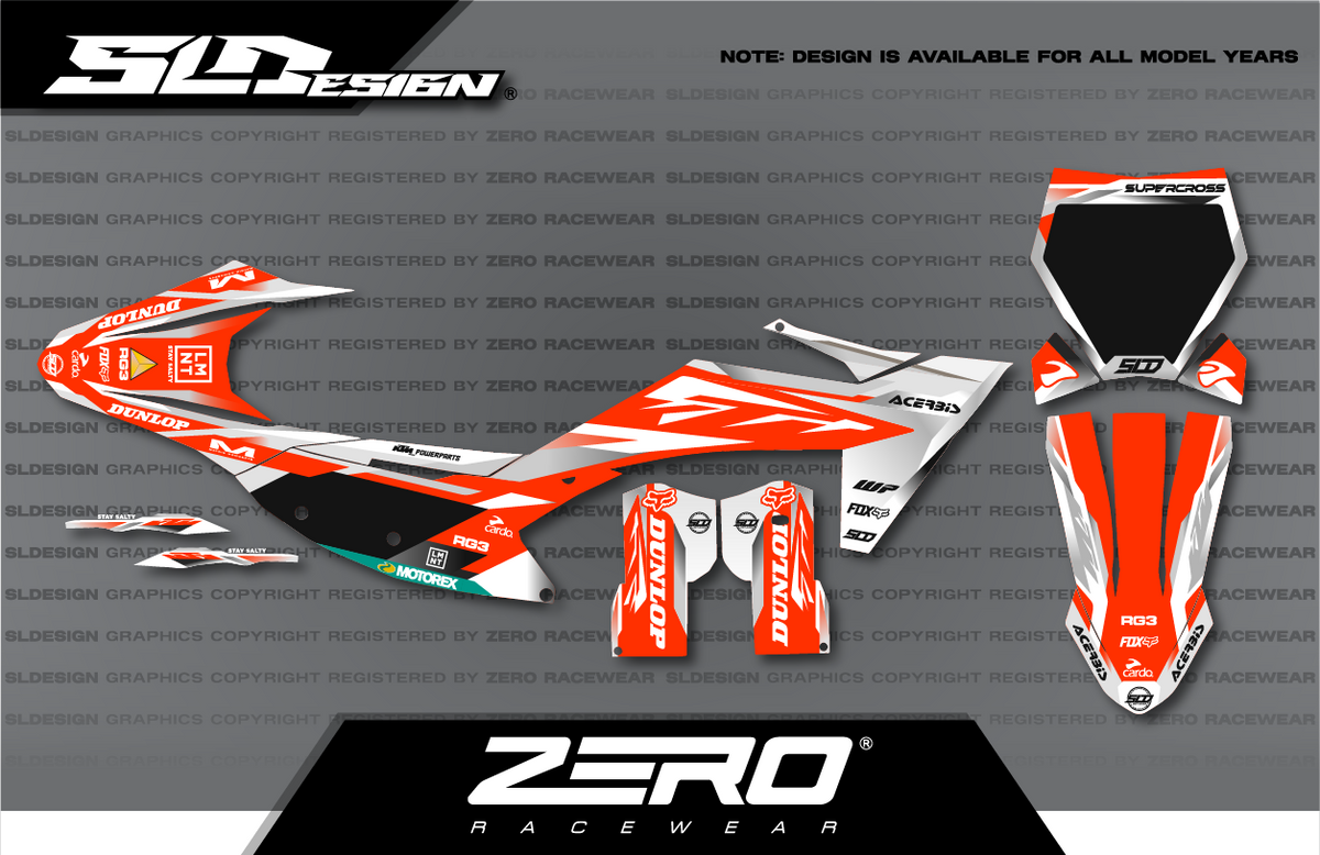 KTM SX/SX-F Graphics Kit #40 – Orange/White by SLDesigns