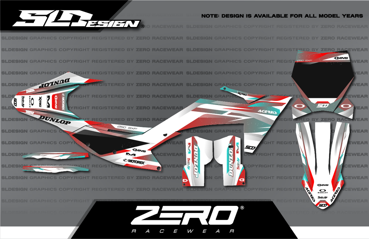 KTM SX/SX-F Graphics Kit #48 – White/Red/Black by SLDesigns