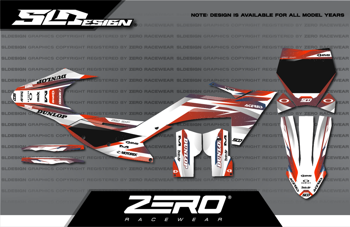 KTM SX/SX-F Graphics Kit #50 – White/Red/Black by SLDesigns