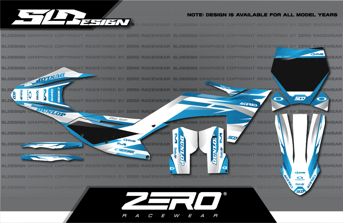 KTM SX/SX-F Graphics Kit #54 – Light Blue/White by SLDesigns
