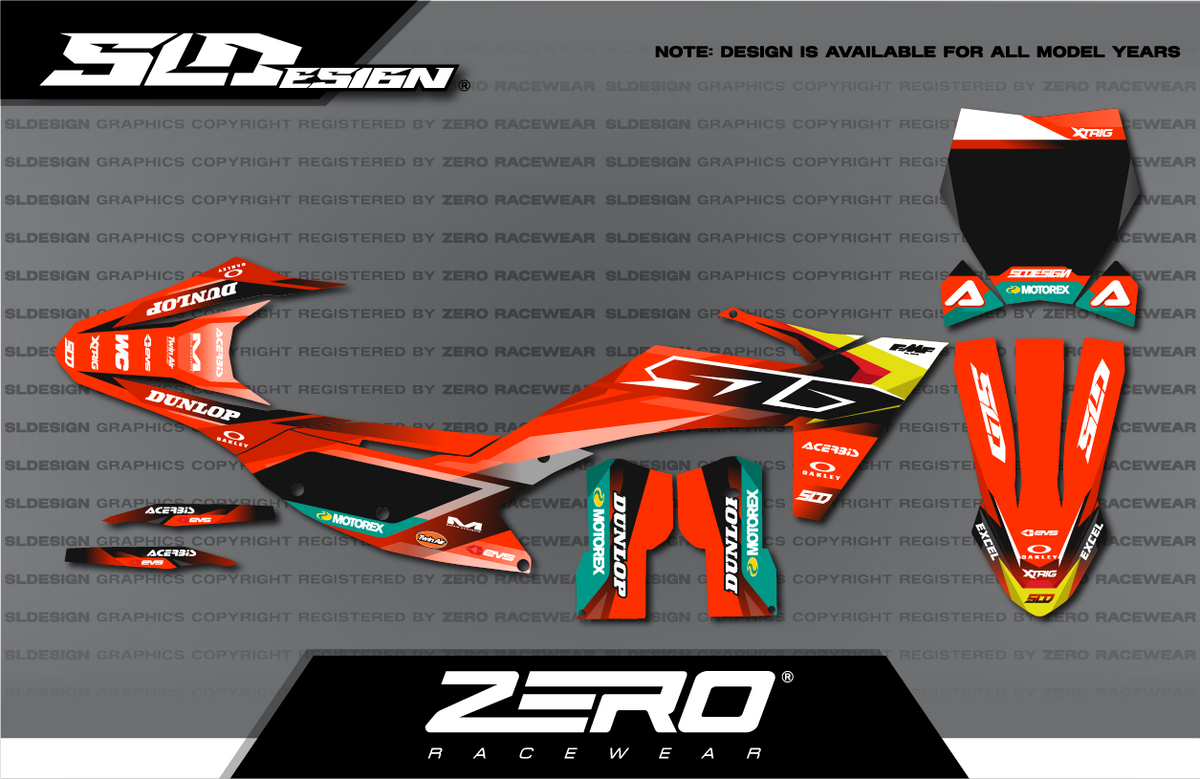 KTM SX/SX-F Graphics Kit #44 – Orange/Black/Teal by SLDesigns