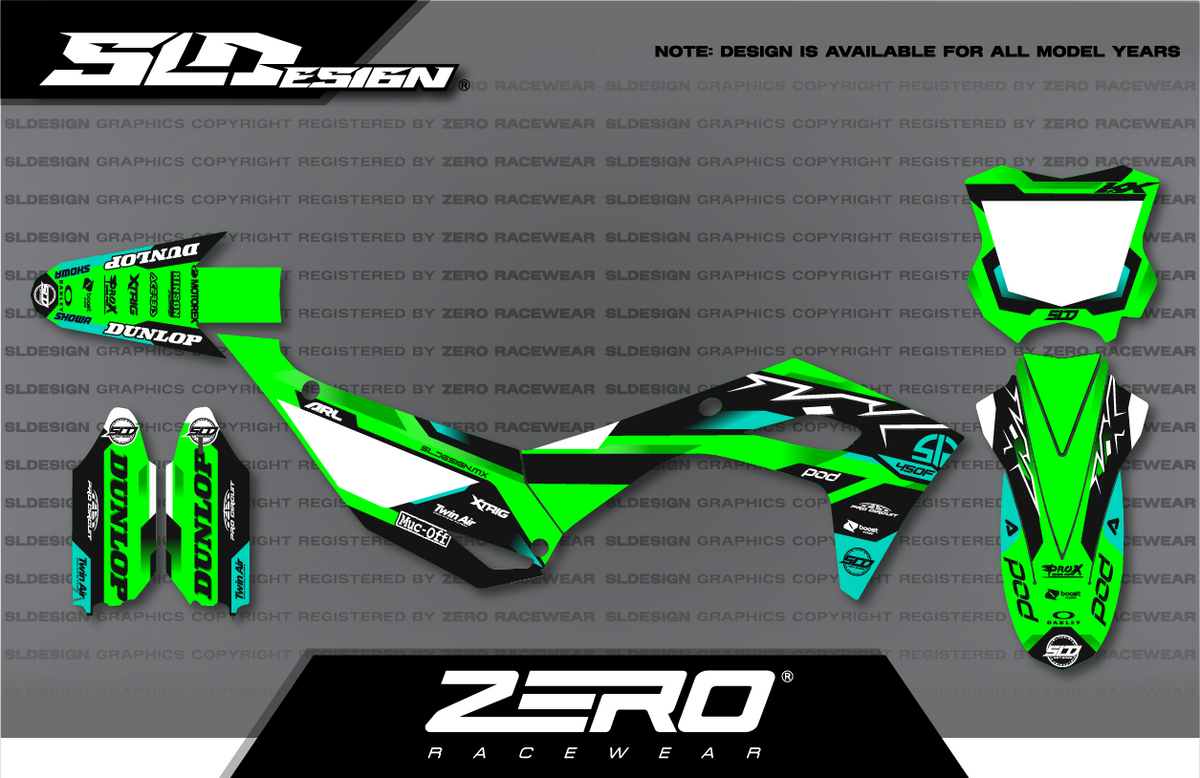 Kawasaki KX Graphics Kit #3 – Green/Black by SLDesigns