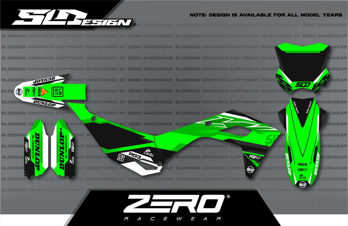 Kawasaki KX Graphics Kit #6 – Green/Black/White by SLDesigns