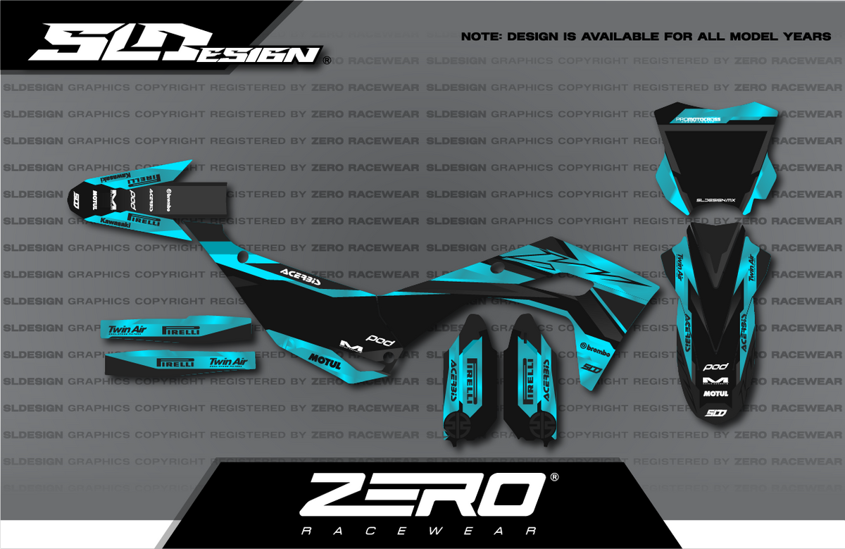 Kawasaki KX Graphics Kit #16 – Teal/Black by SLDesigns