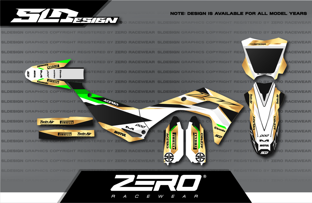Kawasaki KX Graphics Kit #15 – Green/Tan/Black by SLDesigns