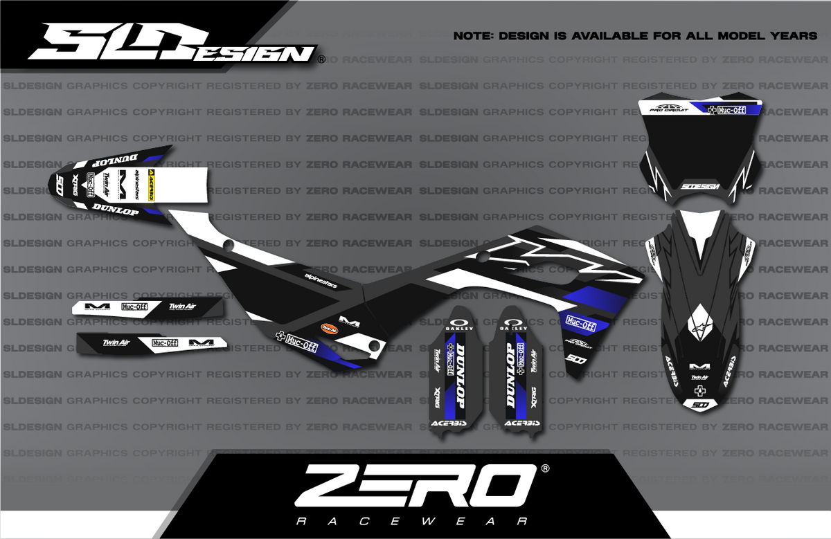 Kawasaki KX Graphics Kit #7 – Black/White/Navy by SLDesigns