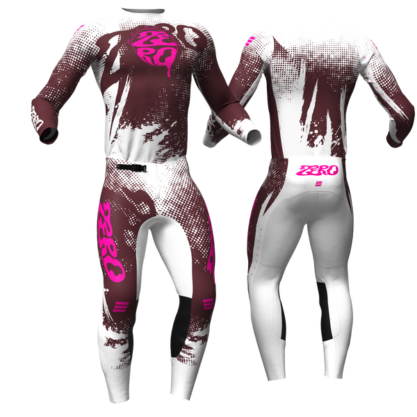 Surge White/Maroon/Pink custom motocross jersey and pants combo - Zero Racewear
