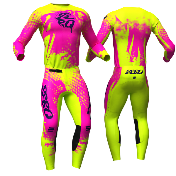 Surge Flo Pink/Yellow custom motocross jersey and pants combo - Zero Racewear