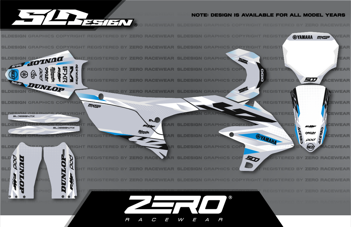 Yamaha YZ Graphics Kit #1 – White/Gray/Blue by SLDesigns