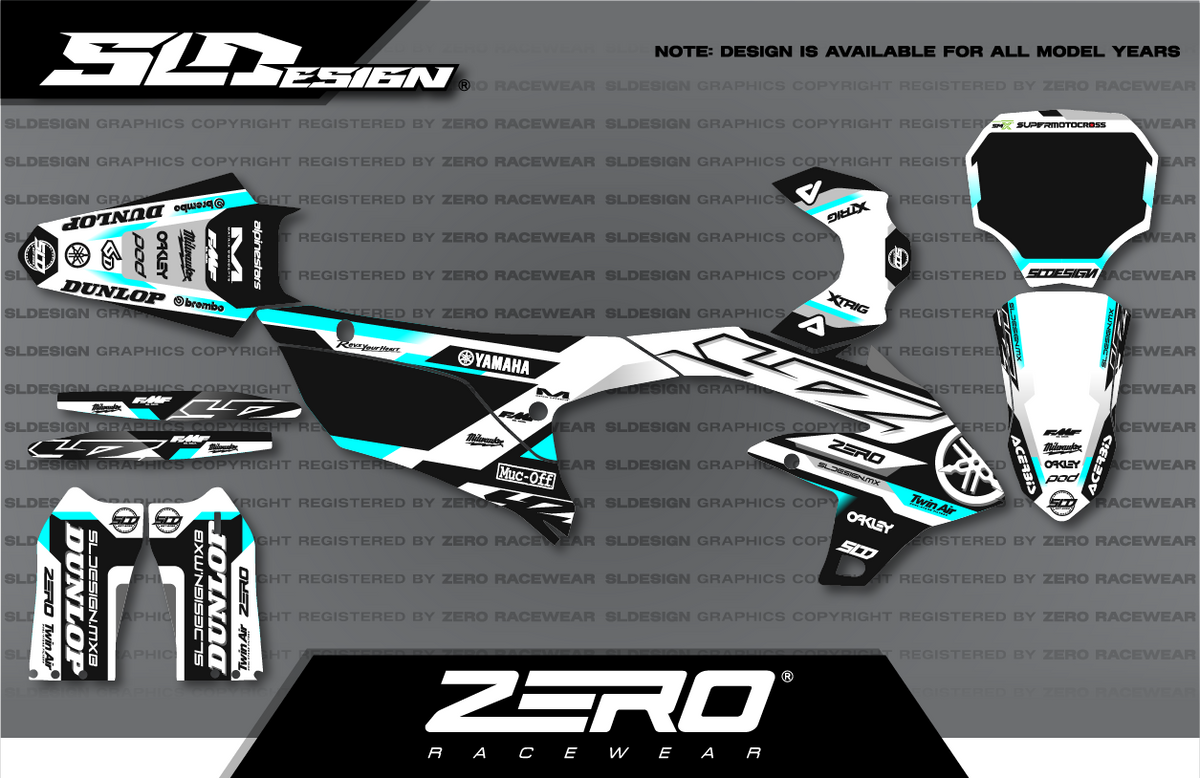 Yamaha YZ Graphics Kit #11 – Black/White/Teal by SLDesigns