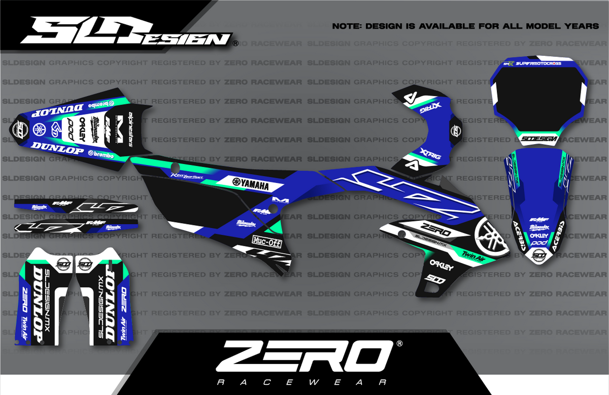 Yamaha YZ Graphics Kit #12 – Blue/Black/Teal by SLDesigns
