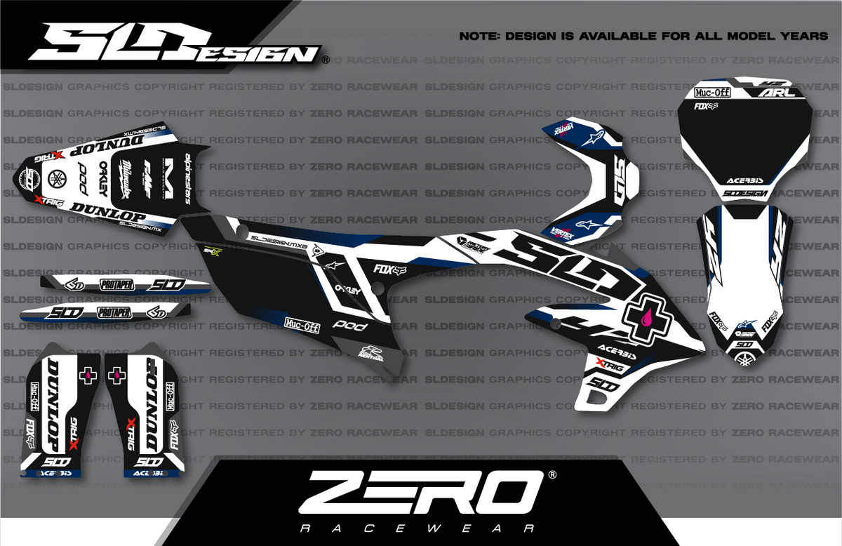 Yamaha YZ Graphics Kit #14 – Black/White/Red by SLDesigns