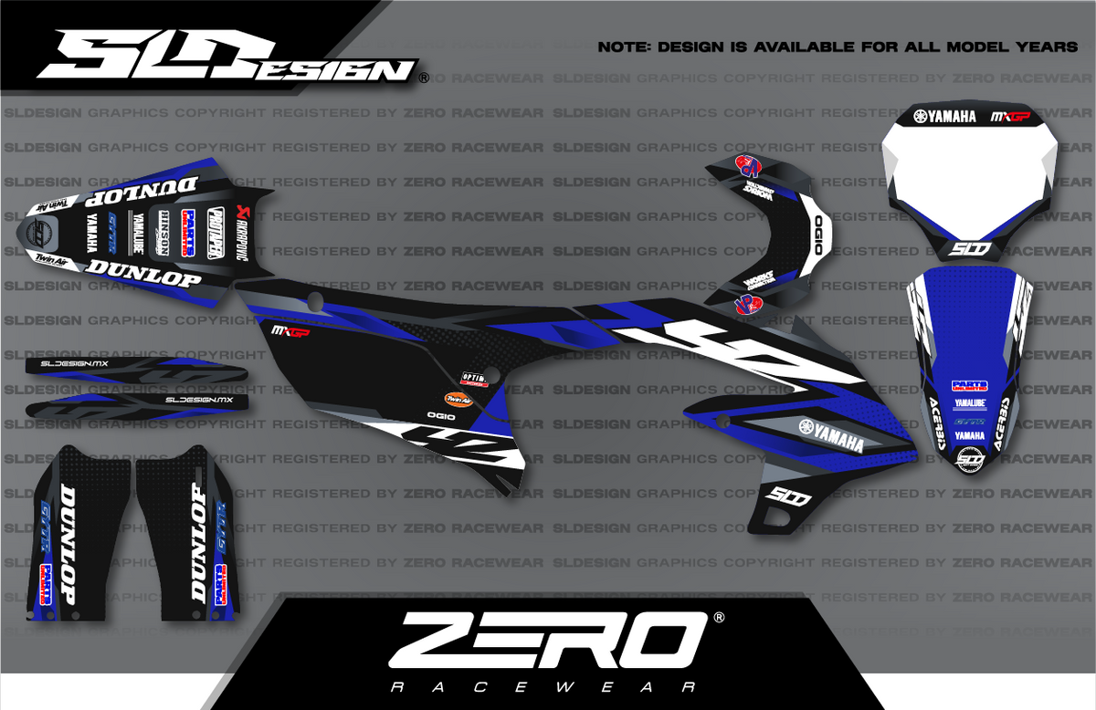 Yamaha YZ Graphics Kit #4 – Blue/Black/White by SLDesigns