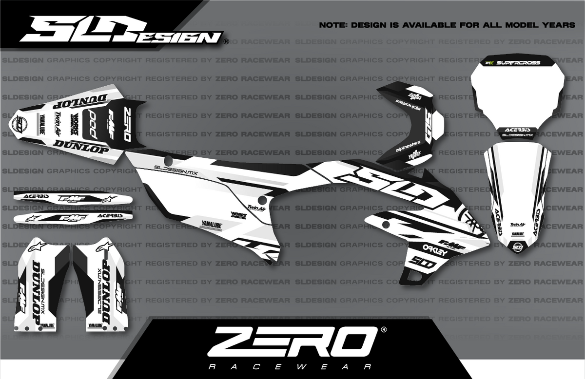 Yamaha YZ Graphics Kit #8 – White/Black/Gray by SLDesigns