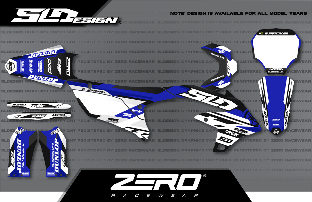 Yamaha YZ Graphics Kit #9 – Blue/White/Black by SLDesigns