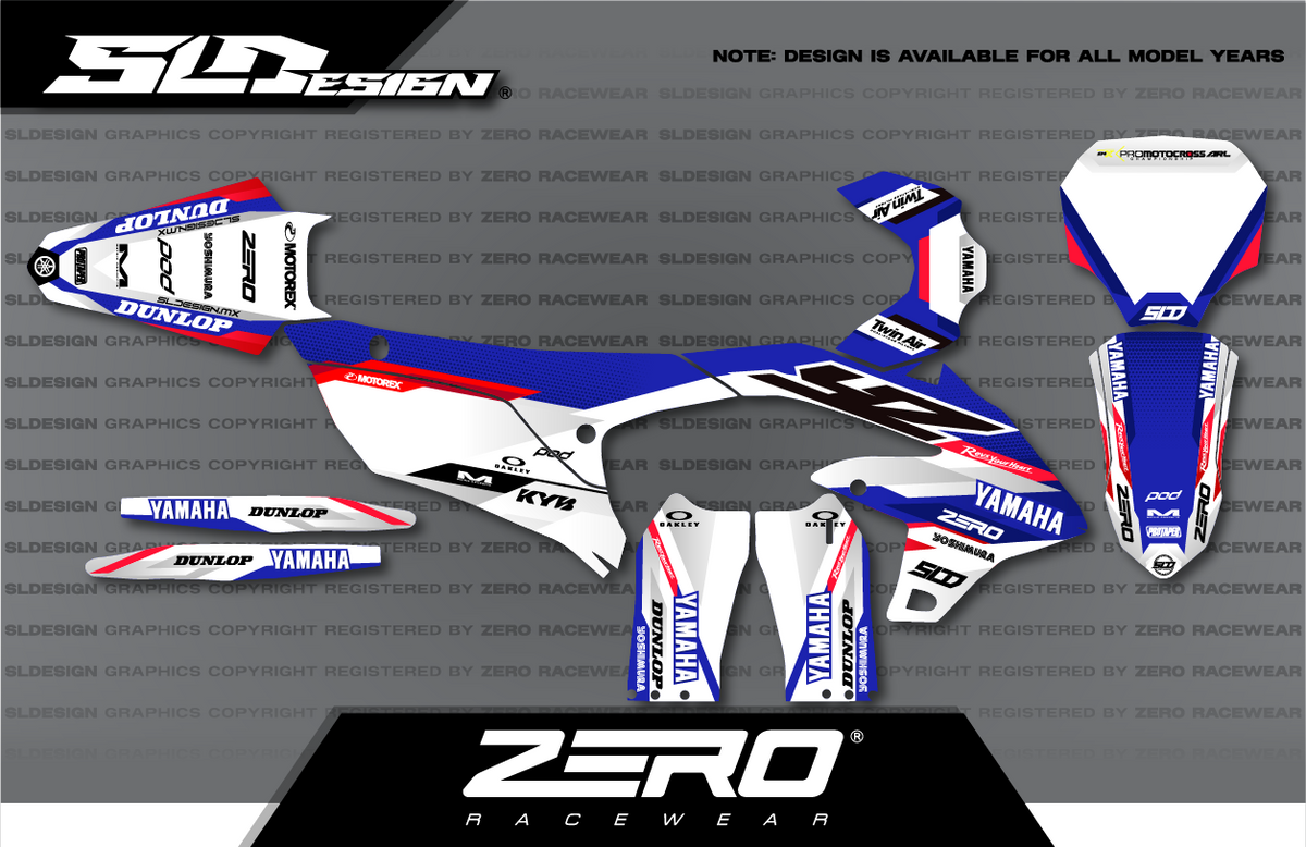Yamaha YZ Graphics Kit #23 – White/Blue/Red by SLDesigns