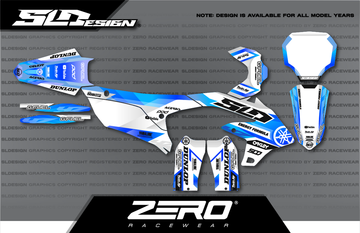 Yamaha YZ Graphics Kit #28 – Light Blue/White/Blue by SLDesigns