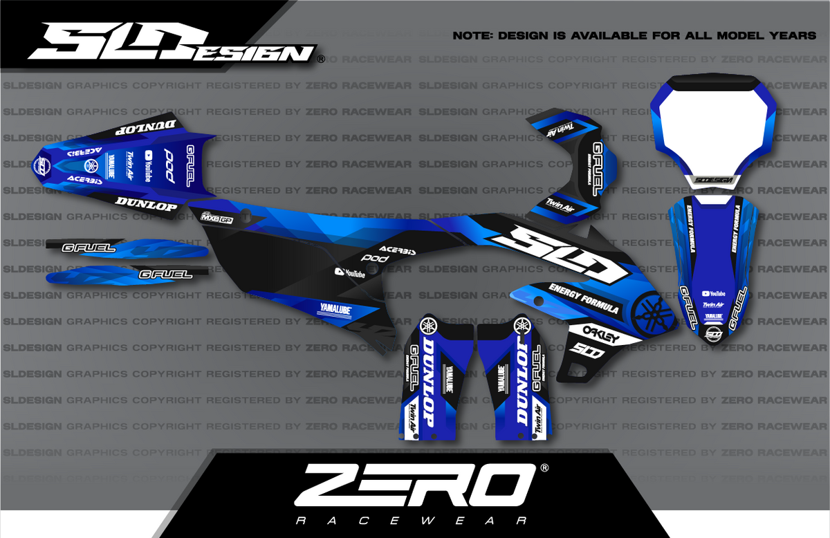 Yamaha YZ Graphics Kit #29 – Blue/Black/Light Blue by SLDesigns