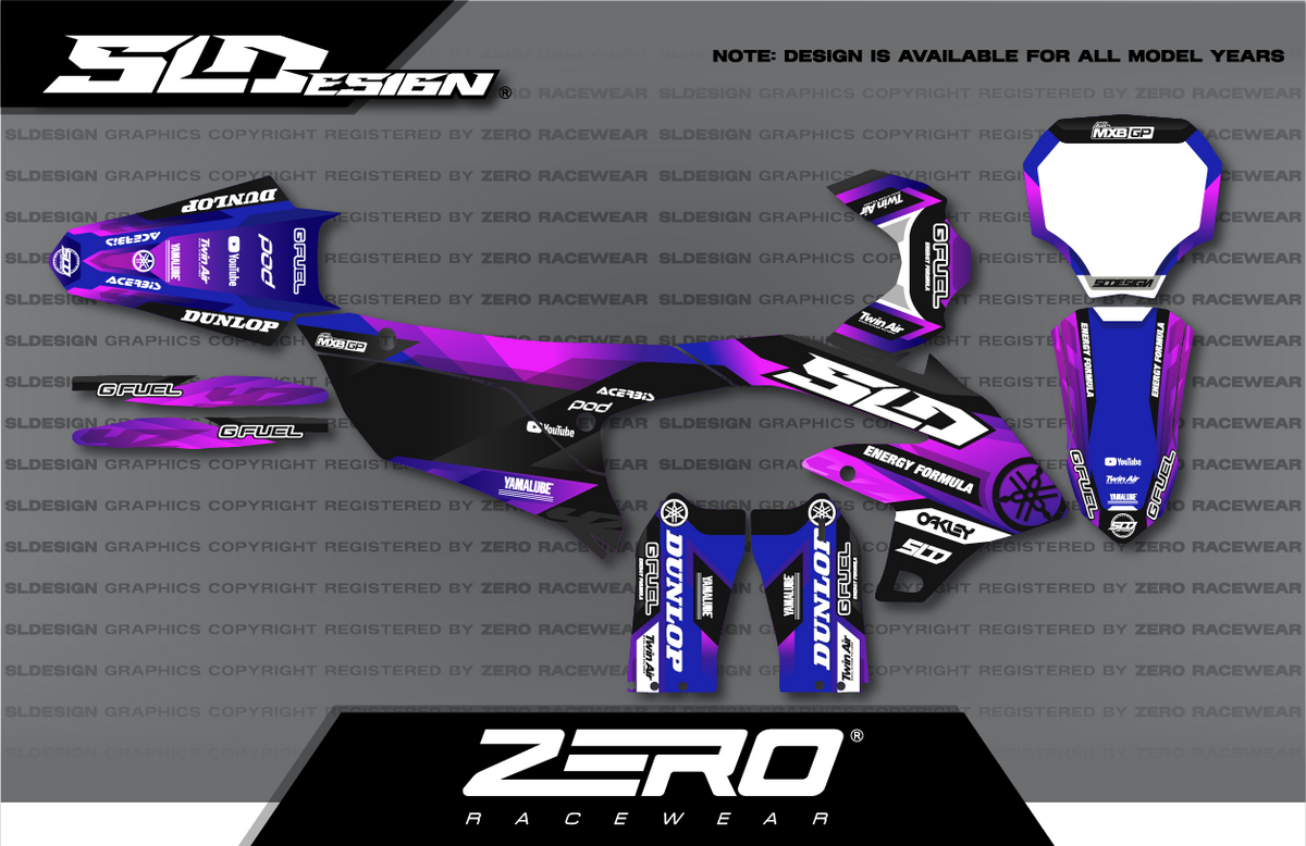 Yamaha YZ Graphics Kit #31 – Purple/Black/Blue by SLDesigns