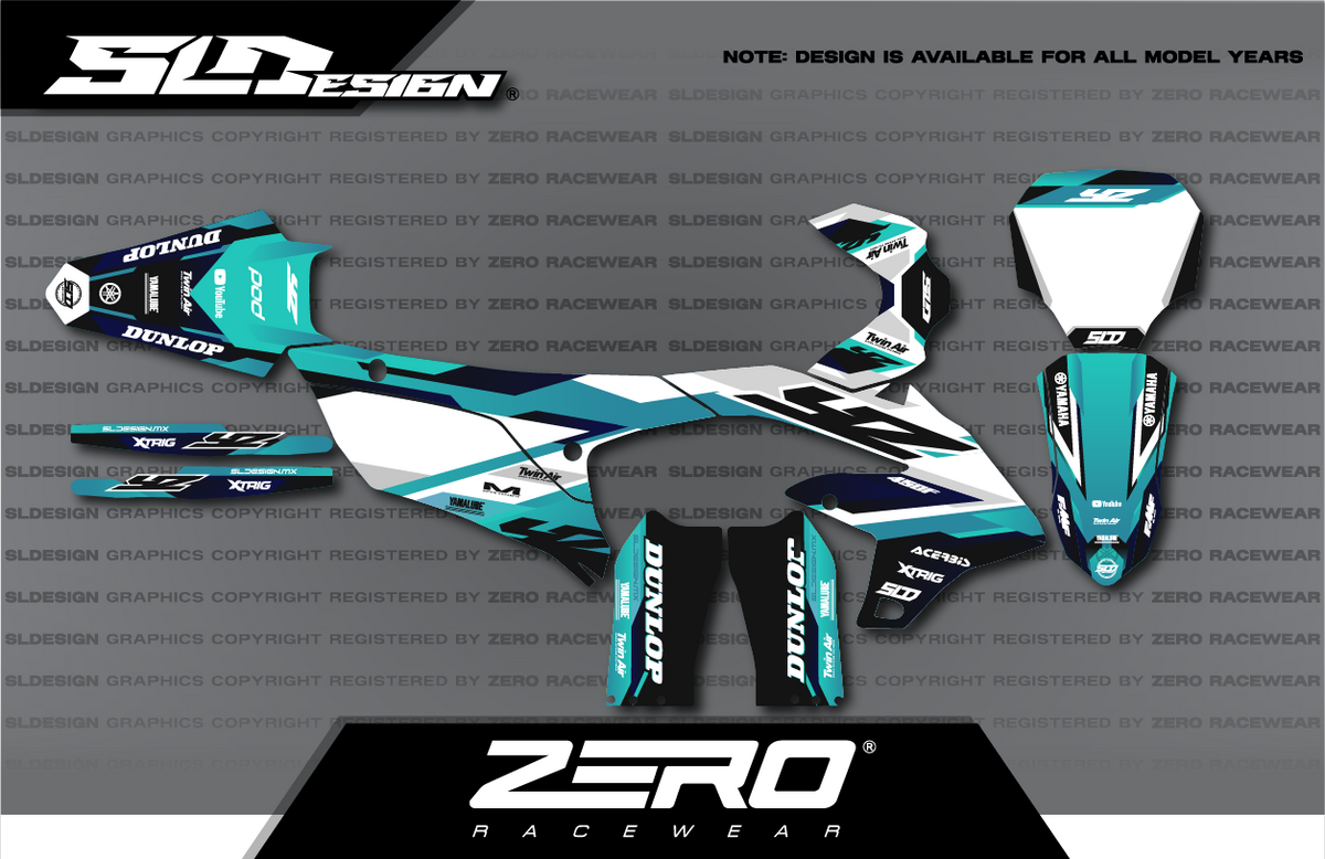 Yamaha YZ Graphics Kit #38 – Teal/White/Black by SLDesigns