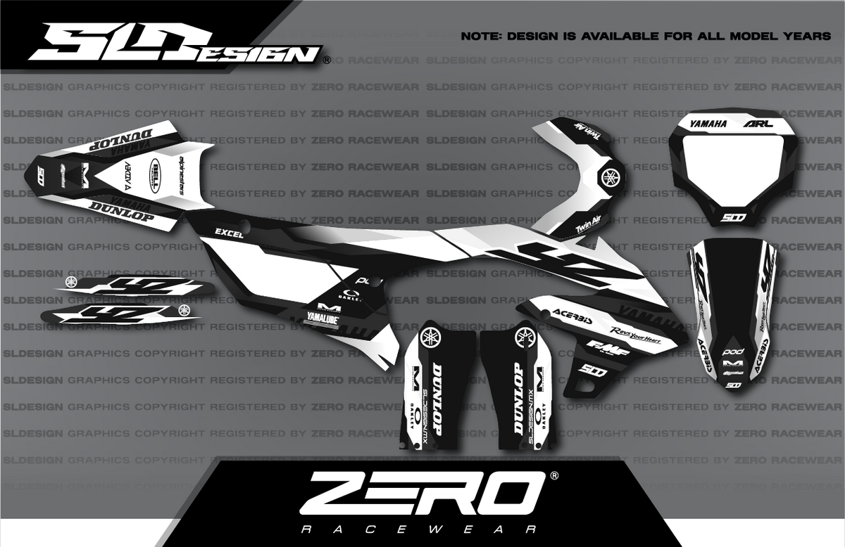 Yamaha YZ Graphics Kit #41 – White/Black by SLDesigns