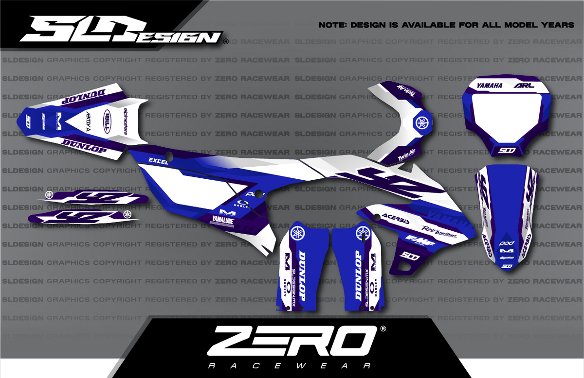 Yamaha YZ Graphics Kit #39 – Blue/White/Purple by SLDesigns