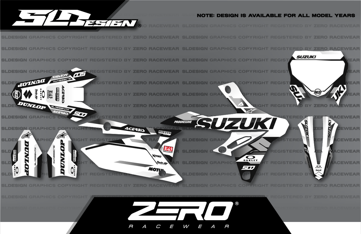 Suzuki RM/RM-Z Graphics Kit #3 – White/Black/Gray by SLDesigns