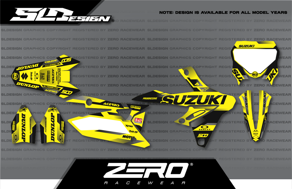 Suzuki RM/RM-Z Graphics Kit #5 – Yellow/Black by SLDesigns