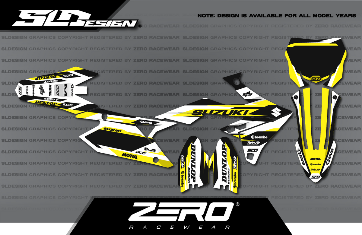 Suzuki RM/RM-Z Graphics Kit #8 – Yellow/Black by SLDesigns