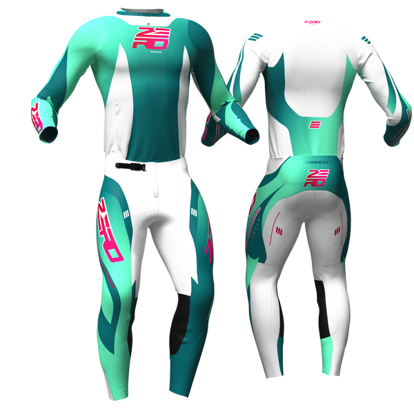 Atlas Teal/White/Pink custom motocross jersey and pants combo - Zero Racewear