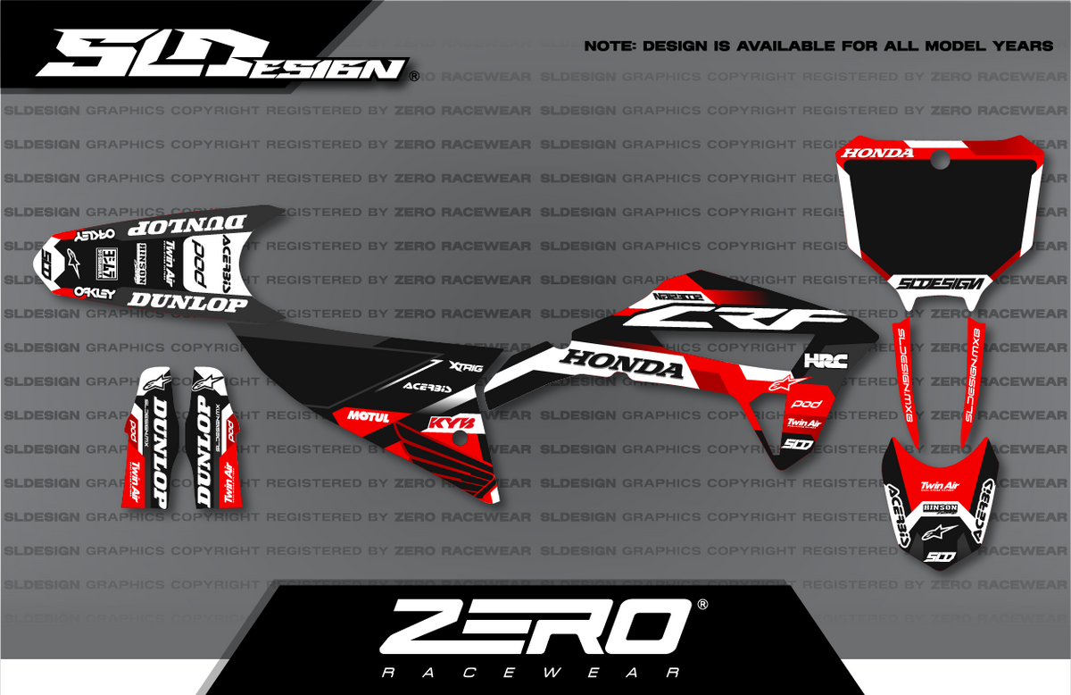 Honda CRF Graphics Kit #1 – Red/Black by SLDesigns
