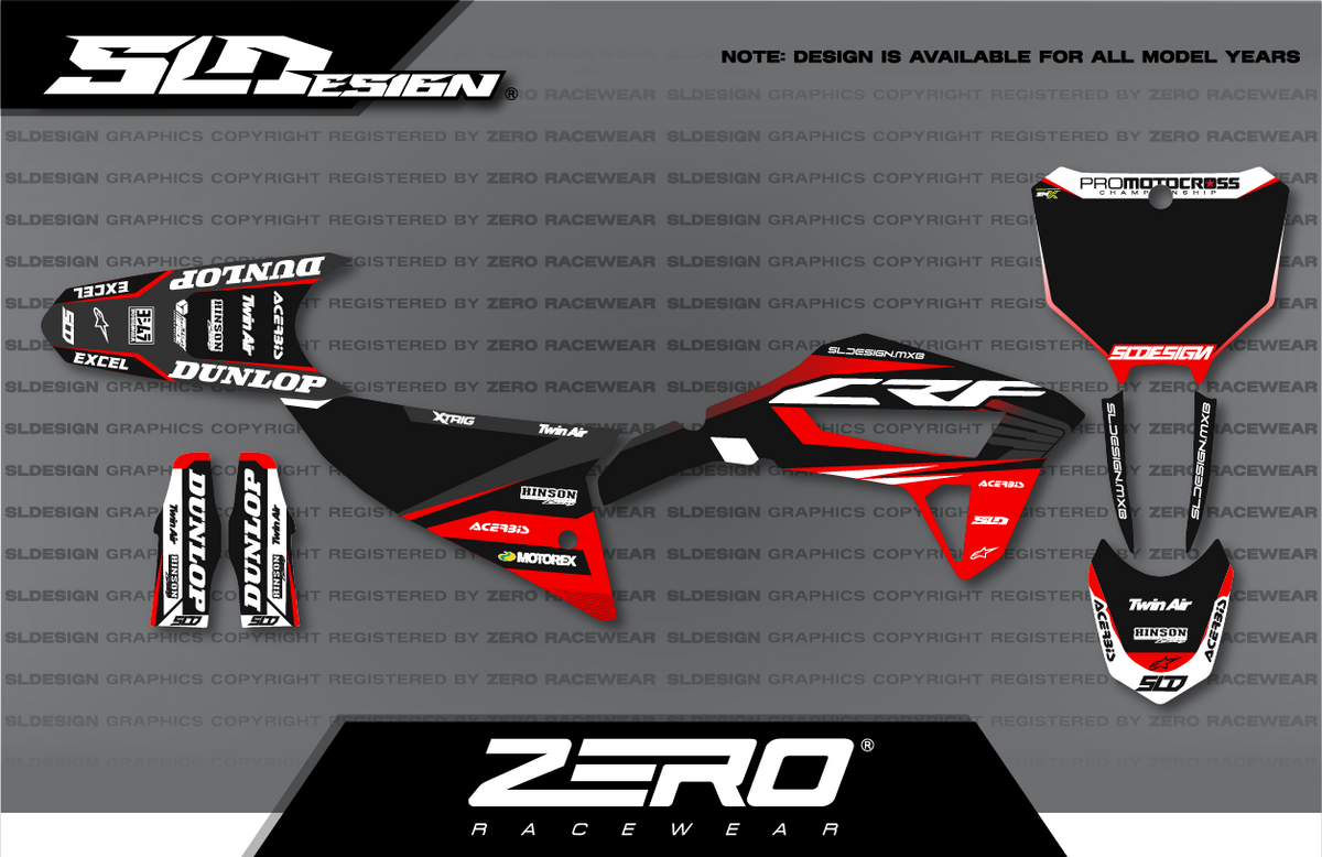 Honda CRF Graphics Kit #2 – Red/Black/White by SLDesigns