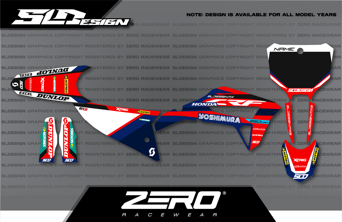 Honda CRF Graphics Kit #4 – Red/White/Blue by SLDesigns