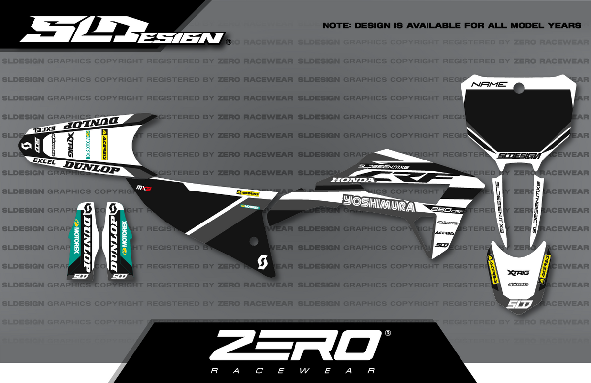 Honda CRF Graphics Kit #5 – Black/White/Yellow by SLDesigns