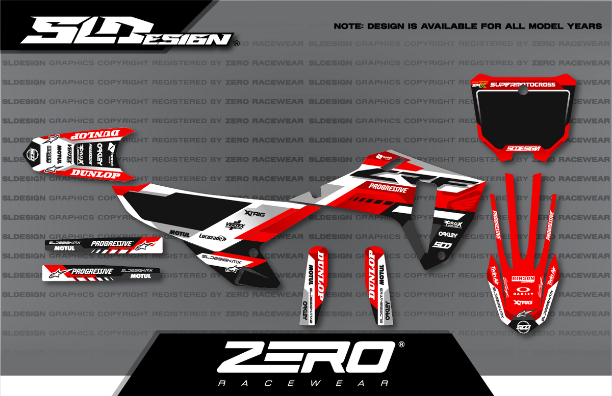 Honda CRF Graphics Kit #7 – Red/White/Black by SLDesigns