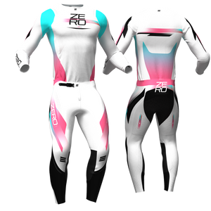 Mesh White/Teal/Pink custom motocross jersey and pants combo - Zero Racewear