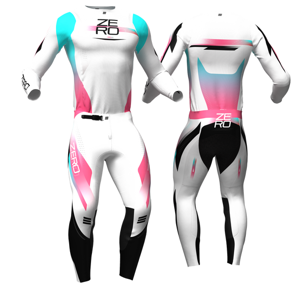 Mesh White/Teal/Pink custom motocross jersey and pants combo - Zero Racewear