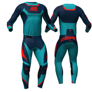 Origin Sea Foam/Blue/Orange custom motocross jersey and pants combo - Zero Racewear