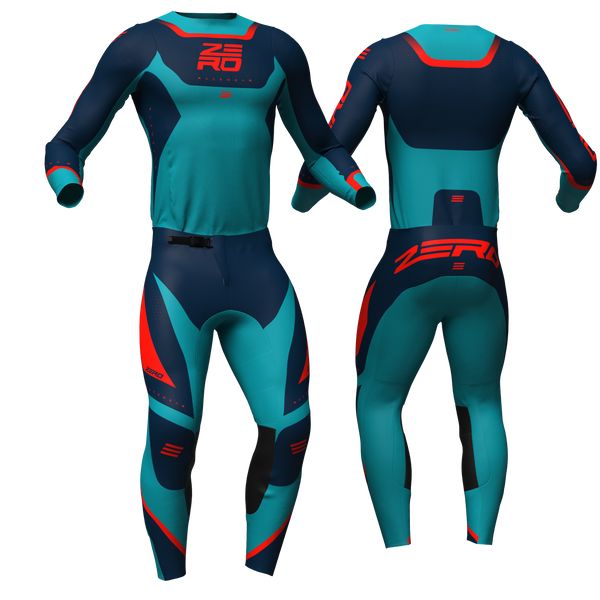 Origin Sea Foam/Blue/Orange custom motocross jersey and pants combo - Zero Racewear