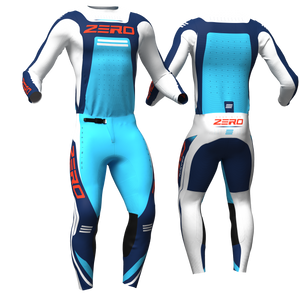 Precision – Blue White Orange custom motocross jersey and pants by Zero Racewear