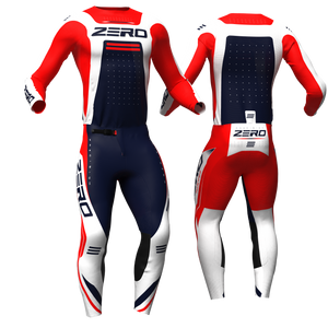 Precision – Red White Navy custom motocross jersey and pants by Zero Racewear